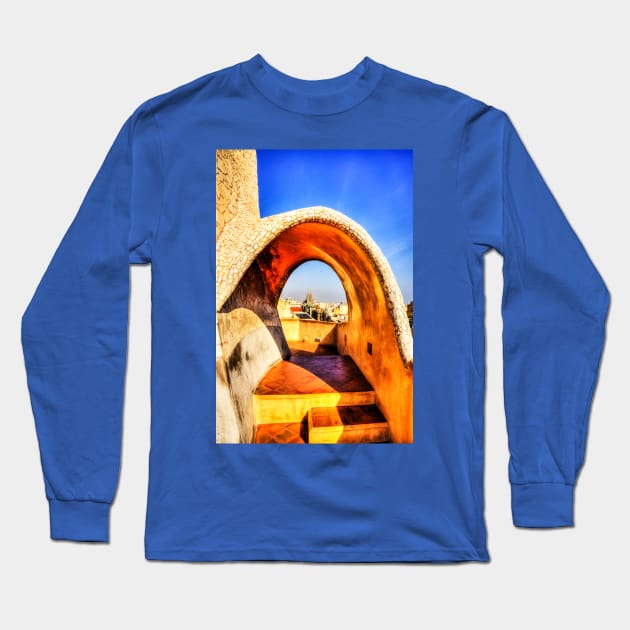 Sagrada Familia From La Pedrera Long Sleeve T-Shirt by tommysphotos